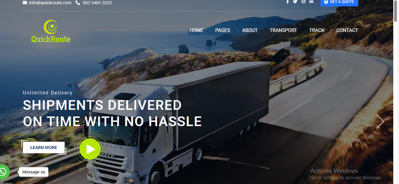 Quick Route Courier Logistics Website With Real Time Location Map
