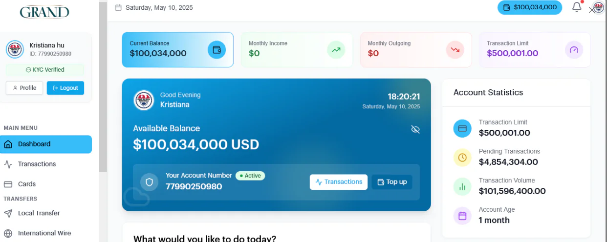 Grand – Online Banking Website